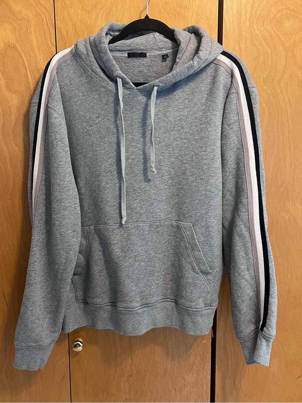 ATM Anthony Thomas Melillo Grey Hoodie with Black and Pink Side Stripes